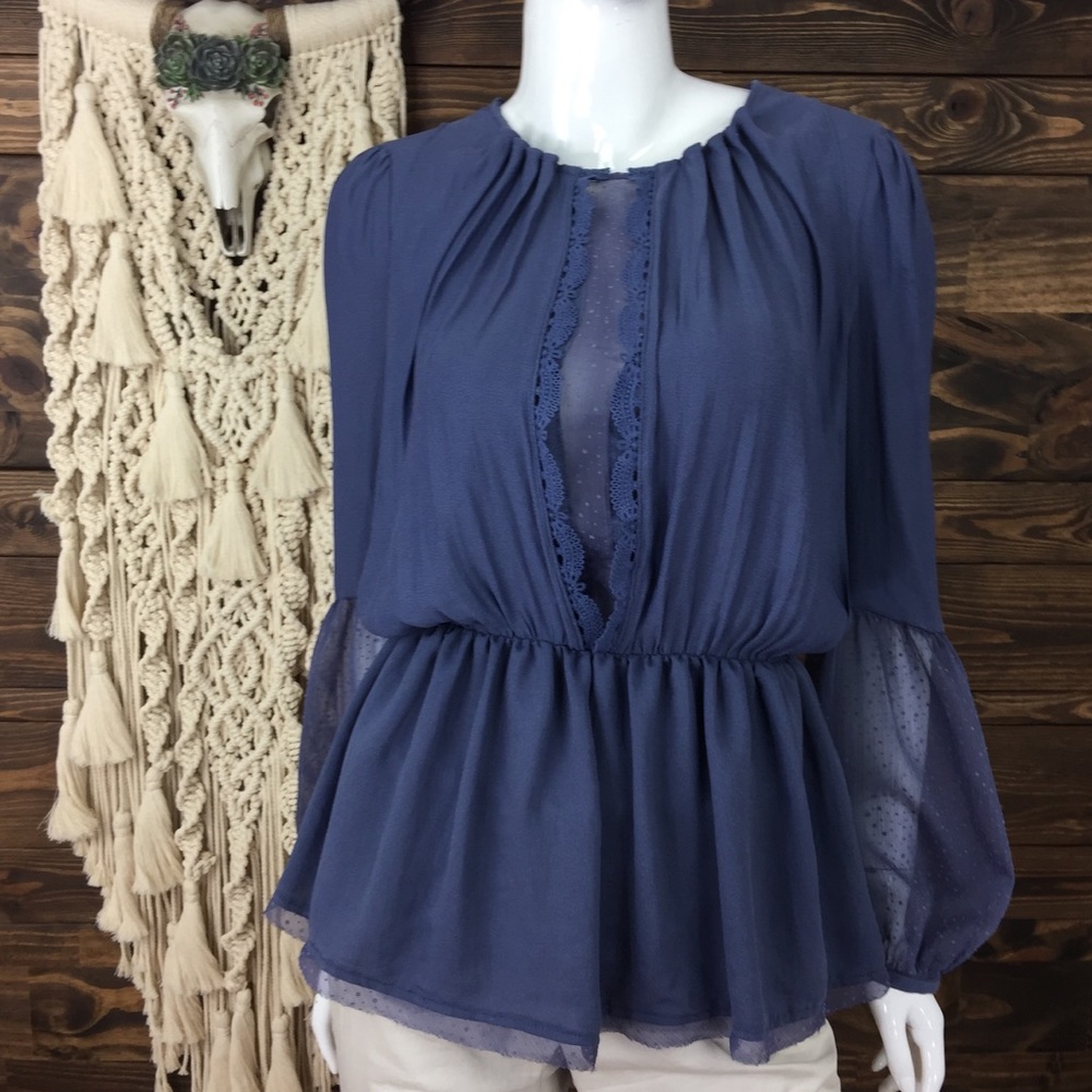 Free People | Draped Star Sheer Lace Peplum Boho